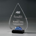 Teardrop Lucite Award w/ Glass Gemstone and Black Marble Base